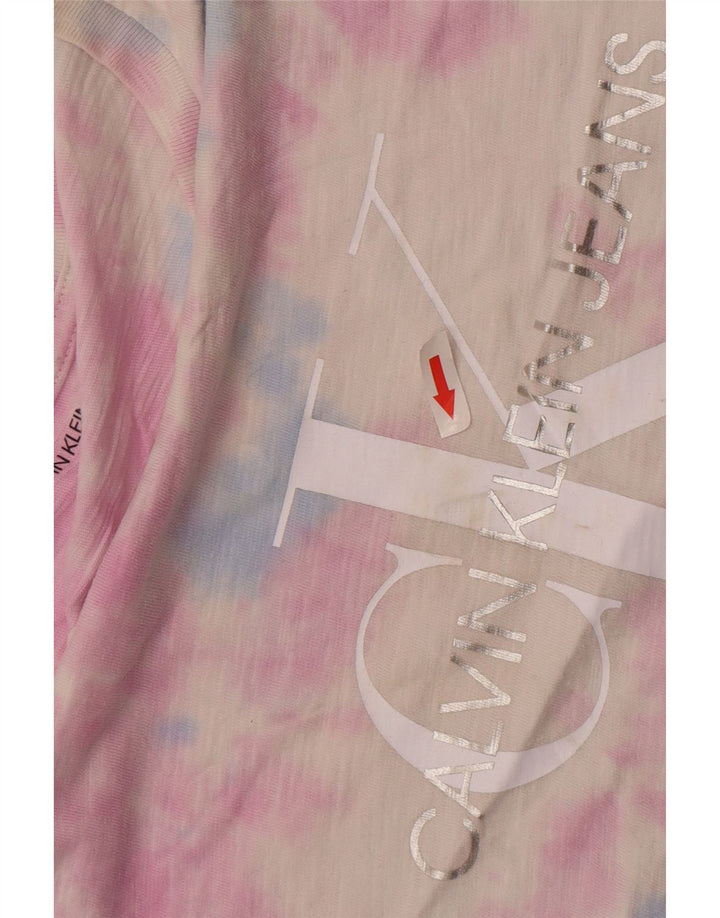 Calvin Klein Jeans Damen Übergroßes grafisches T-Shirt-Oberteil UK 14 Mittelrosa
