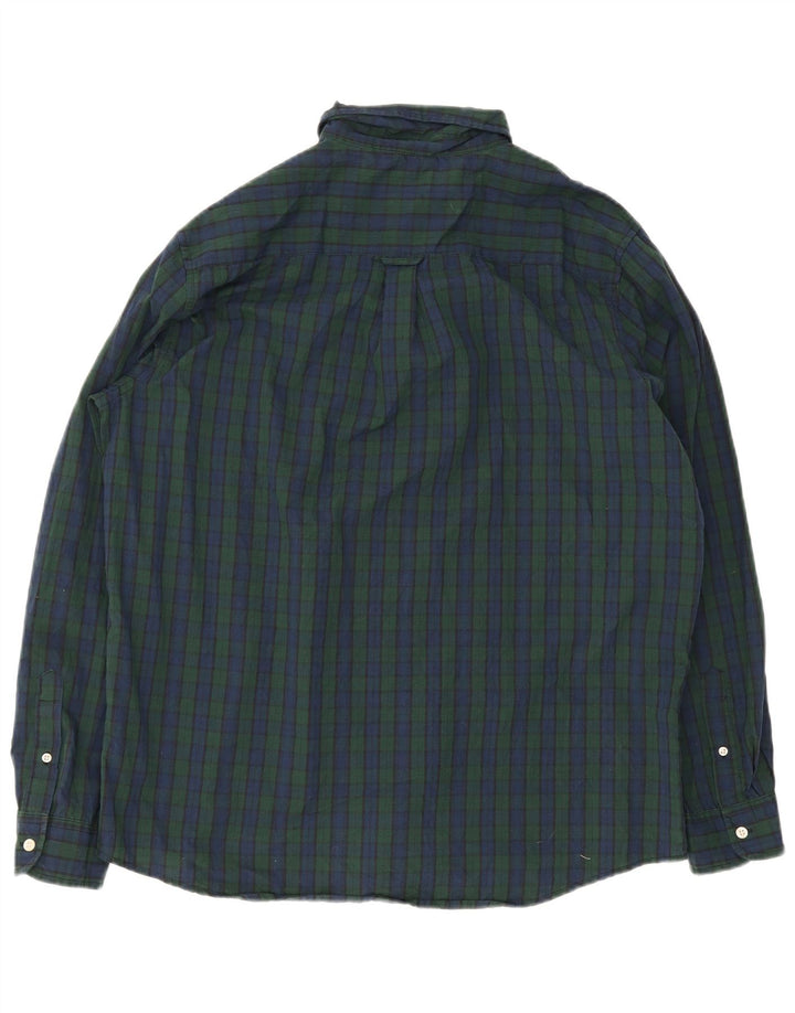 Chaps Herrenhemd XL, marineblau, kariert, Baumwolle