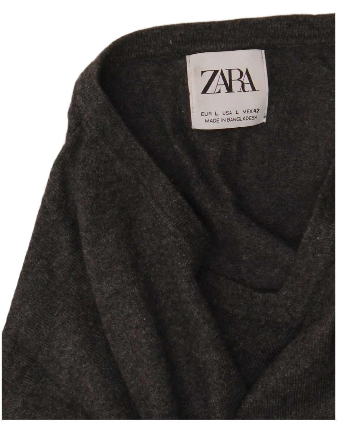 Zara Herren-Pullover mit V-Ausschnitt, Größe L, Grau