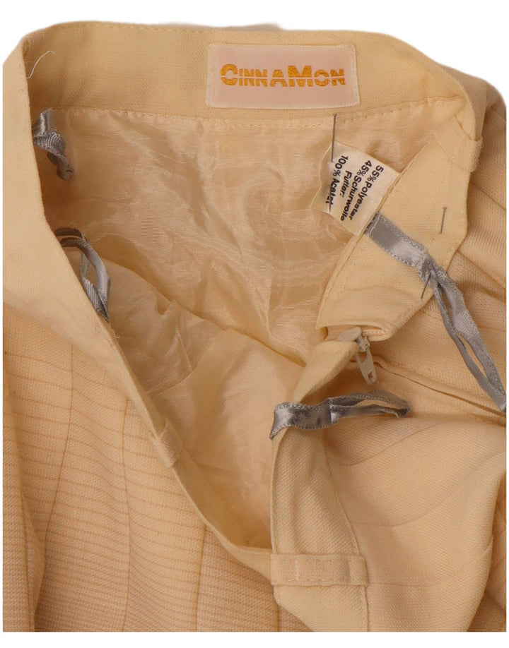 Vintage Damen Messerfaltenrock W26 Kleines beige gestreiftes Polyester