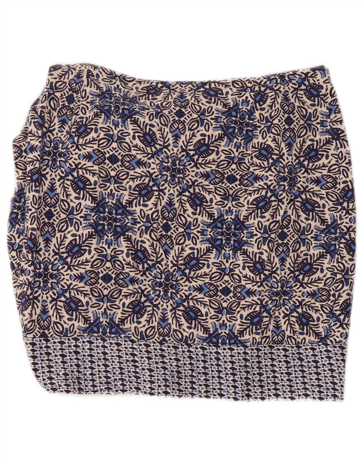 Zara Wickelrock für Damen, Größe S, Größe W26, Baumwolle mit blauem Blumenmuster