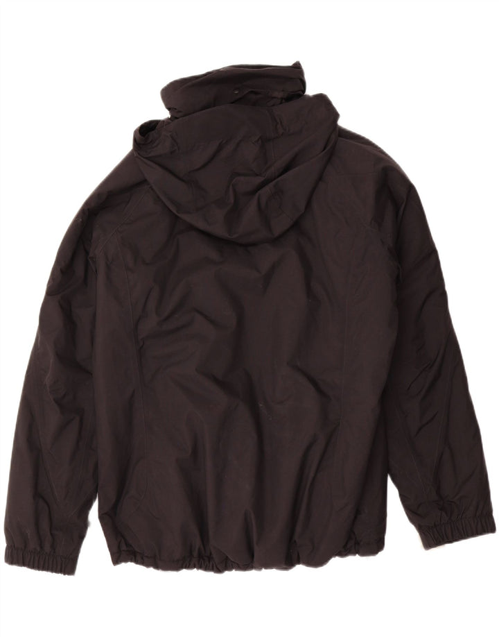 LANDS END Womens Oversized Hooded Windbreaker Jacket UK 14/16 Large Black