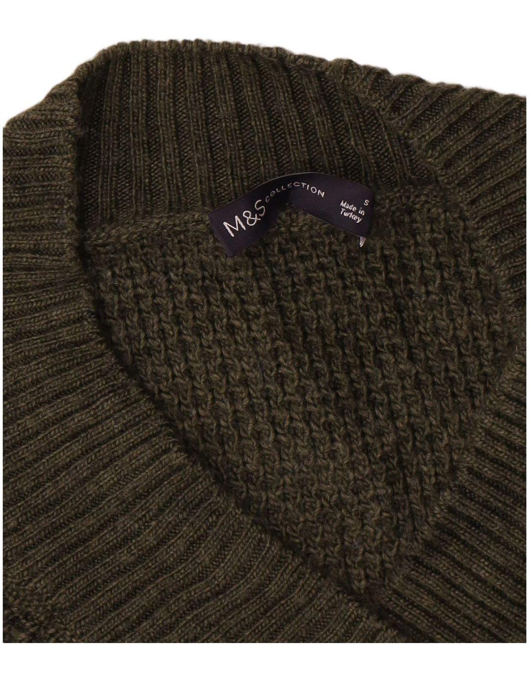 Marks & Spencer Damen-Pullover, übergroß, V-Ausschnitt, Gr. 10, Größe S, Grün