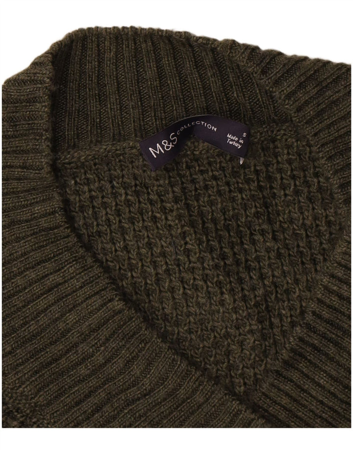 Marks & Spencer Damen-Pullover, übergroß, V-Ausschnitt, Gr. 10, Größe S, Grün