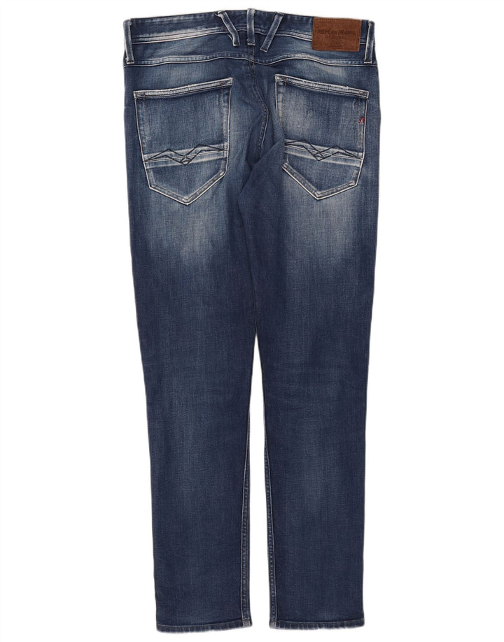 Replay Damen Anbass Distressed Slim Jeans W33 L30 Blau