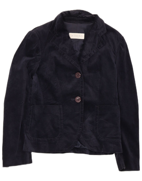 Intrend Damen-Blazer aus Samt mit 2 Knöpfen, Gr. 10, Größe S, Marineblau, Viskose