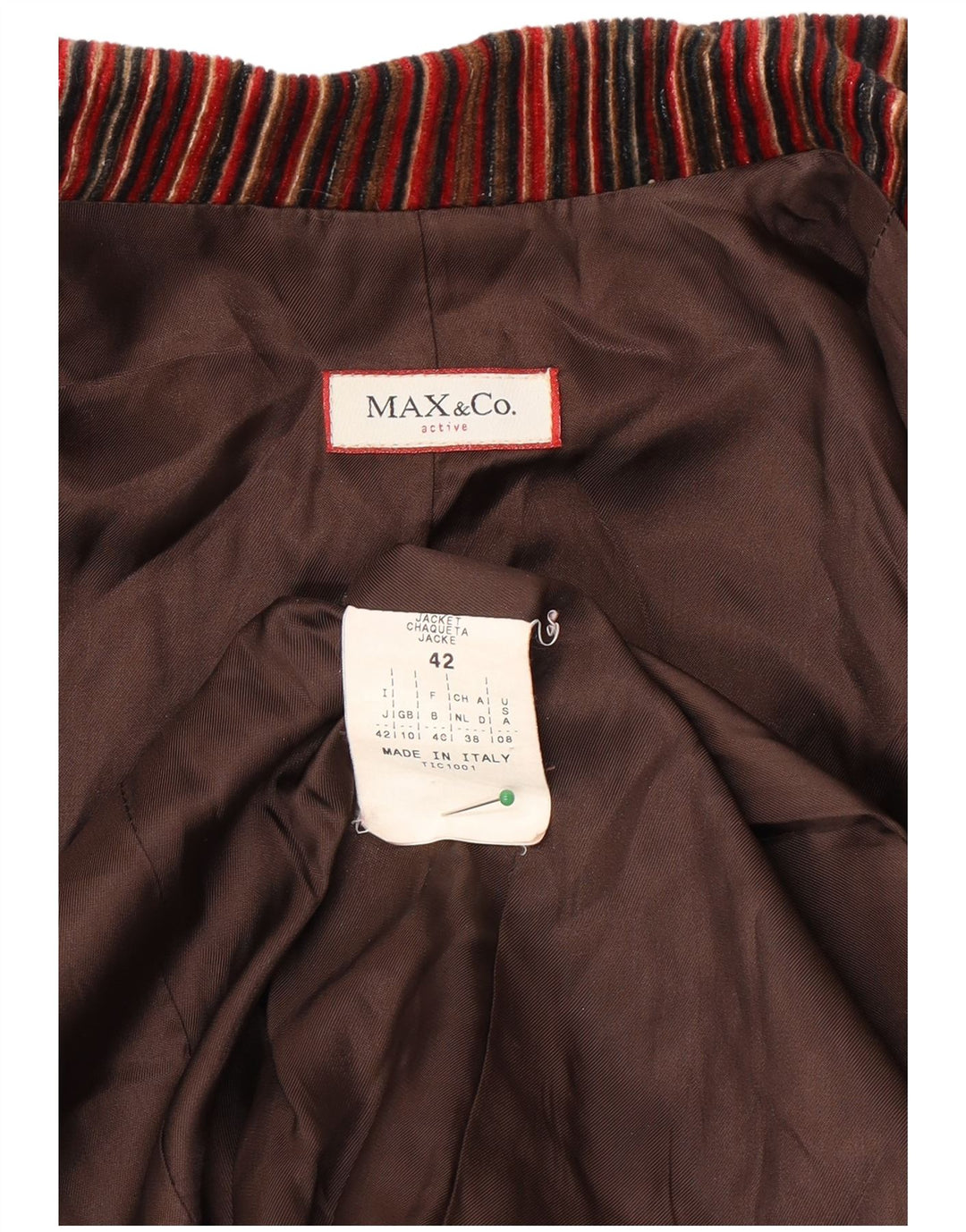 Max & Co. Damen-Blazer mit 3 Knöpfen, Gr. 10, klein, Burgunderrot, gestreift