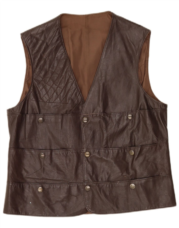 Vintage Herren Lederweste UK 36 Klein Braun