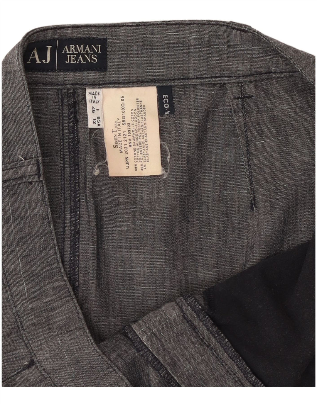 Armani Damen gerader Rock IT 46 Large W32 Graue Baumwolle