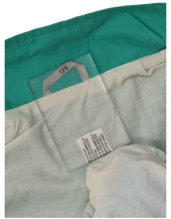 VINTAGE Boys Rain Jacket 15-16 Years Green Colourblock Cotton