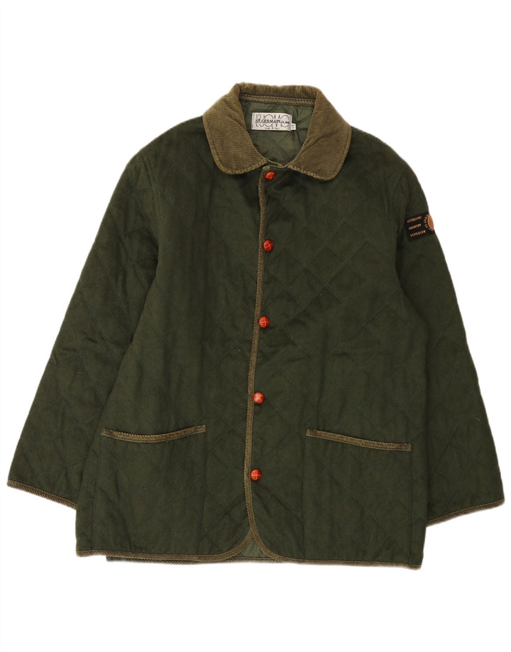 St. Germain Herren Steppjacke IT 52 XL Khaki Colourblock Wolle