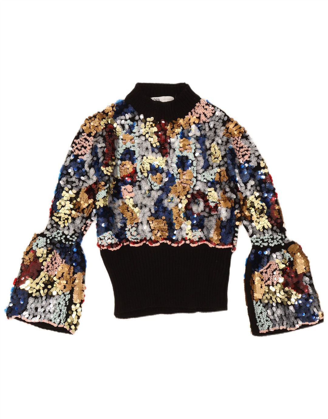 Rollkragenpullover für Damen von Zara, Größe M, mehrfarbig, gefleckt