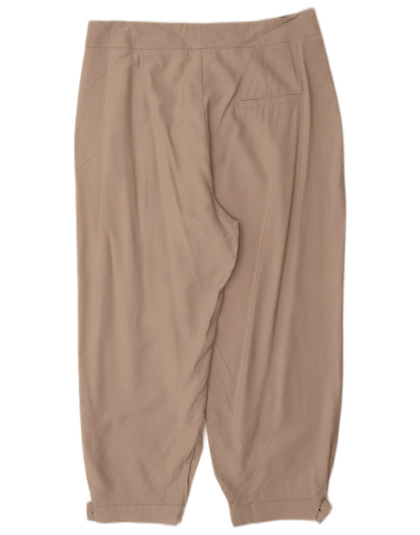 Zara Damen-Hose mit hoher Taille, XL, W36, L28, beige Viskose
