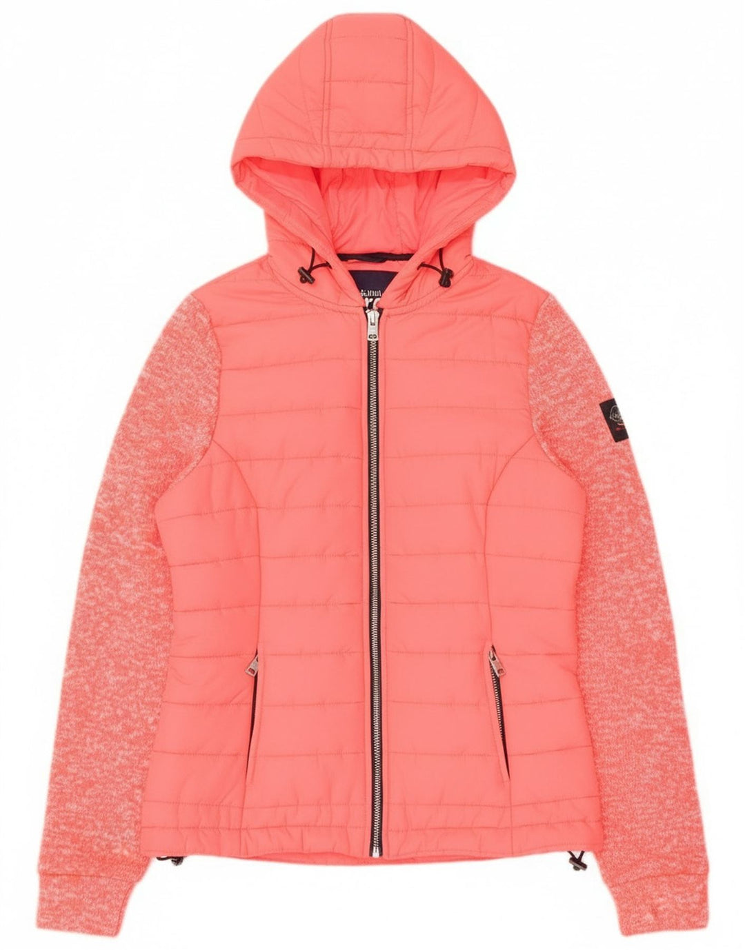 Superdry Damen-Bomberjacke mit Kapuze, Gr. 8, klein, rosa geflecktes Nylon