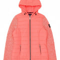 Superdry Damen-Bomberjacke mit Kapuze, Gr. 8, klein, rosa geflecktes Nylon