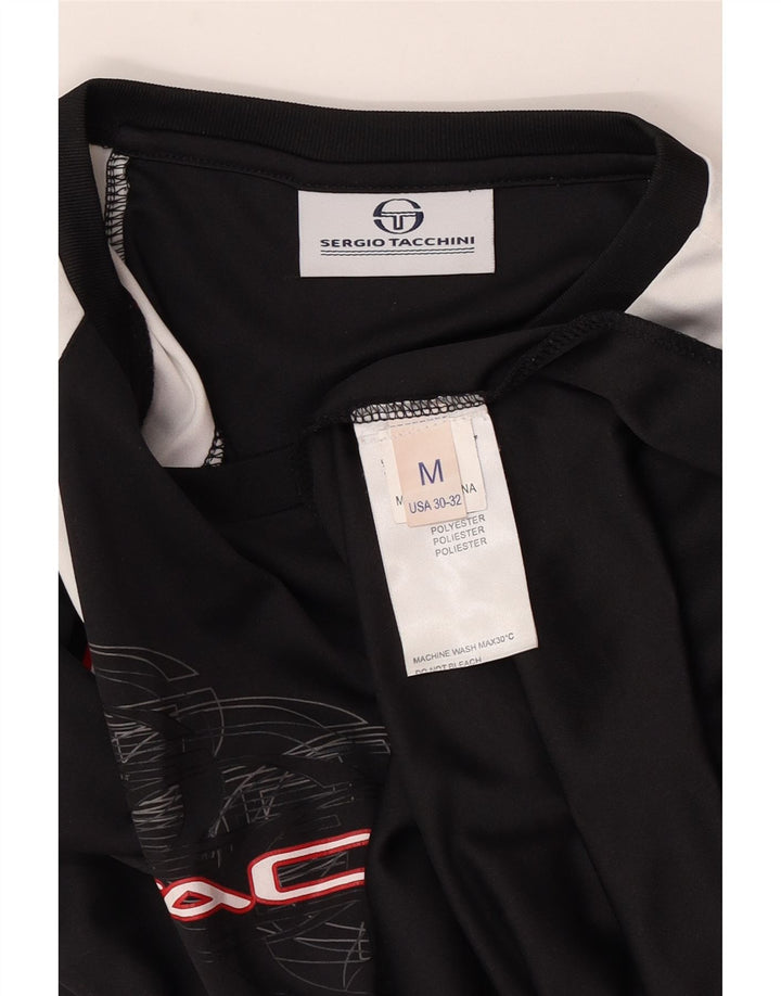 Sergio Tacchini Herren Grafik-T-Shirt-Oberteil Mittelschwarzes Colourblock-Polyester