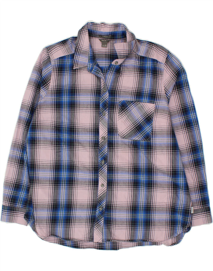 EDDIE BAUER Womens Classic Fit Shirt UK 18 XL Blue Check Polyester Vintage Eddie Bauer and Second-Hand Eddie Bauer from Messina Hembry 