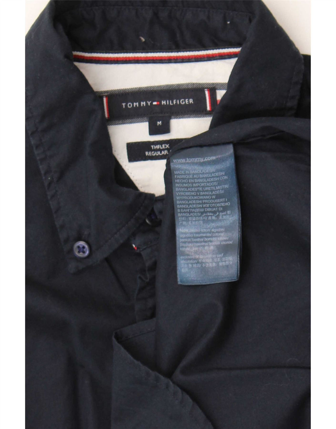 Tommy Hilfiger Herren-Hemd mit normaler Passform, mittelmarineblaue Baumwolle