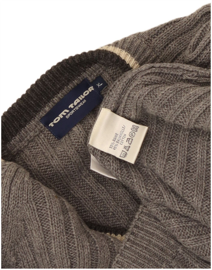 Tom Tailor Herren Pullover mit V-Ausschnitt XL Grau Ramie