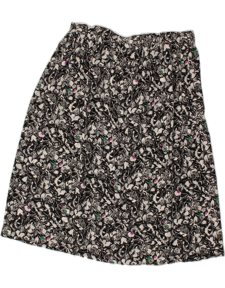 VINTAGE Womens A-Line Skirt W30 Medium Black Floral Vintage Vintage and Second-Hand Vintage from Messina Hembry 