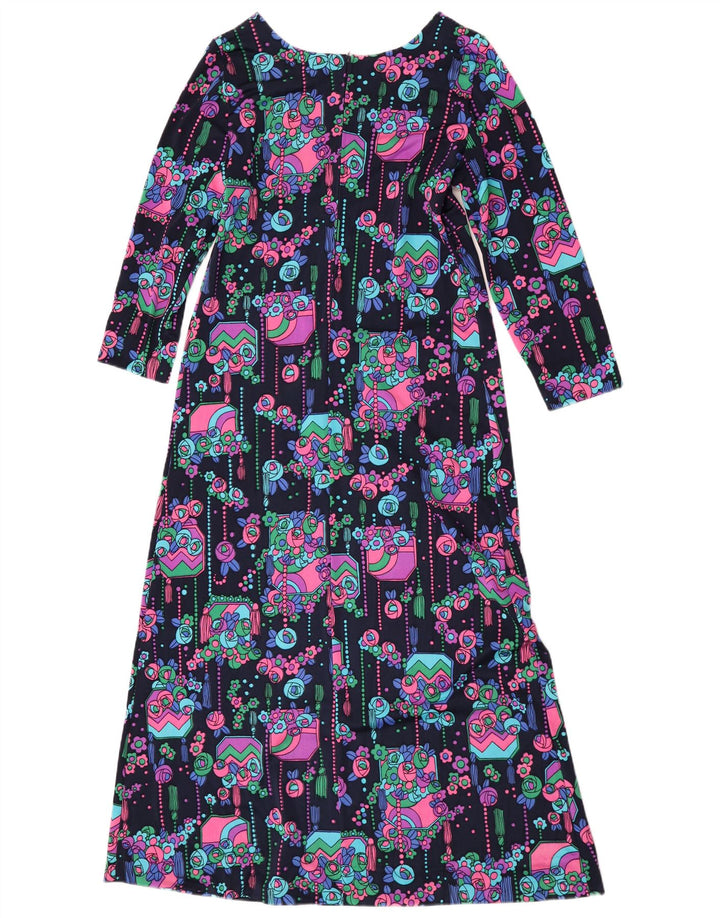 Vintage Damen Maxi A-Linie Kleid IT 44 Medium Mehrfarbig Floral Retro