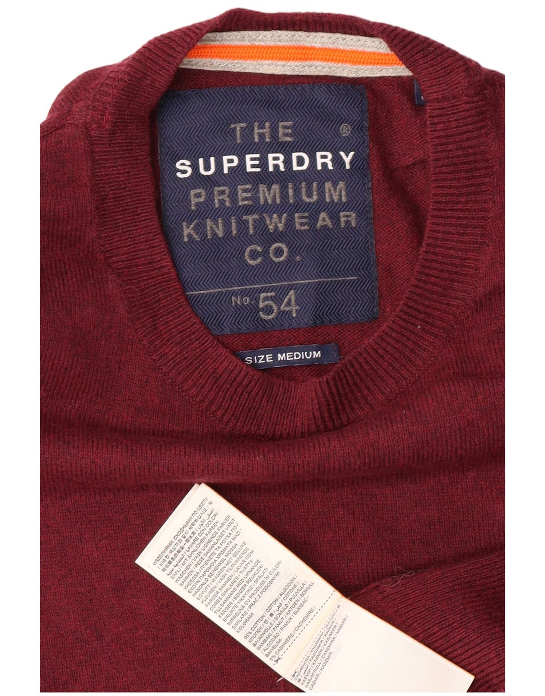 SUPERDRY Herren-Pullover mit Rundhalsausschnitt, mittlere kastanienbraune Baumwolle
