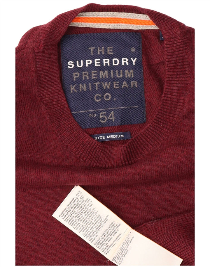 SUPERDRY Herren-Pullover mit Rundhalsausschnitt, mittlere kastanienbraune Baumwolle