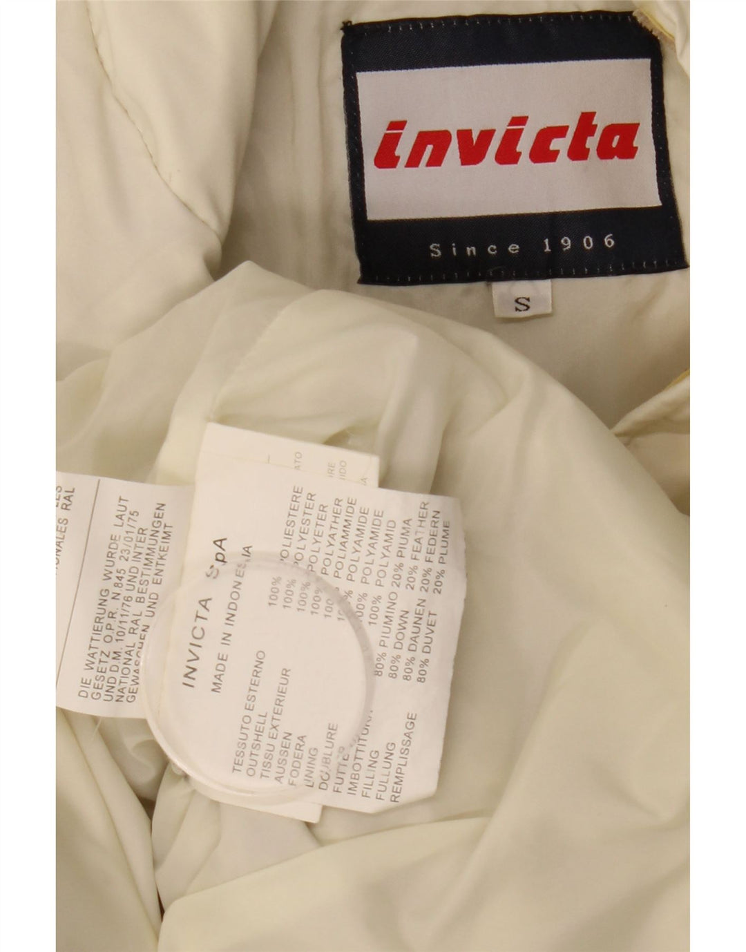 Invicta Herren-Jacke mit Kapuze, lockere Passform, gepolstert, UK 36, Größe S, Weiß, Polyester