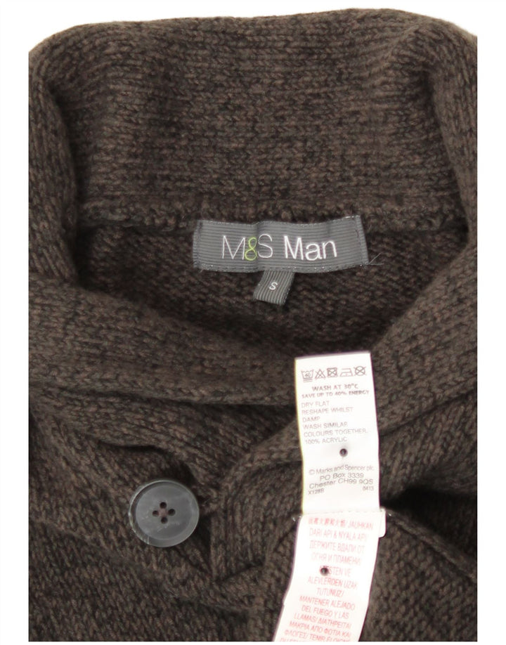 Marks & Spencer Herren-Pullover mit Schalkragen, klein, braun geflecktes Acryl