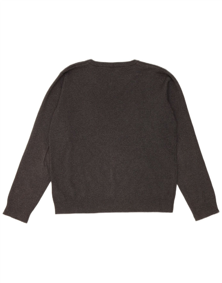 Marks & Spencer Jungen-Pullover mit V-Ausschnitt, 12–13 Jahre, graue Baumwolle