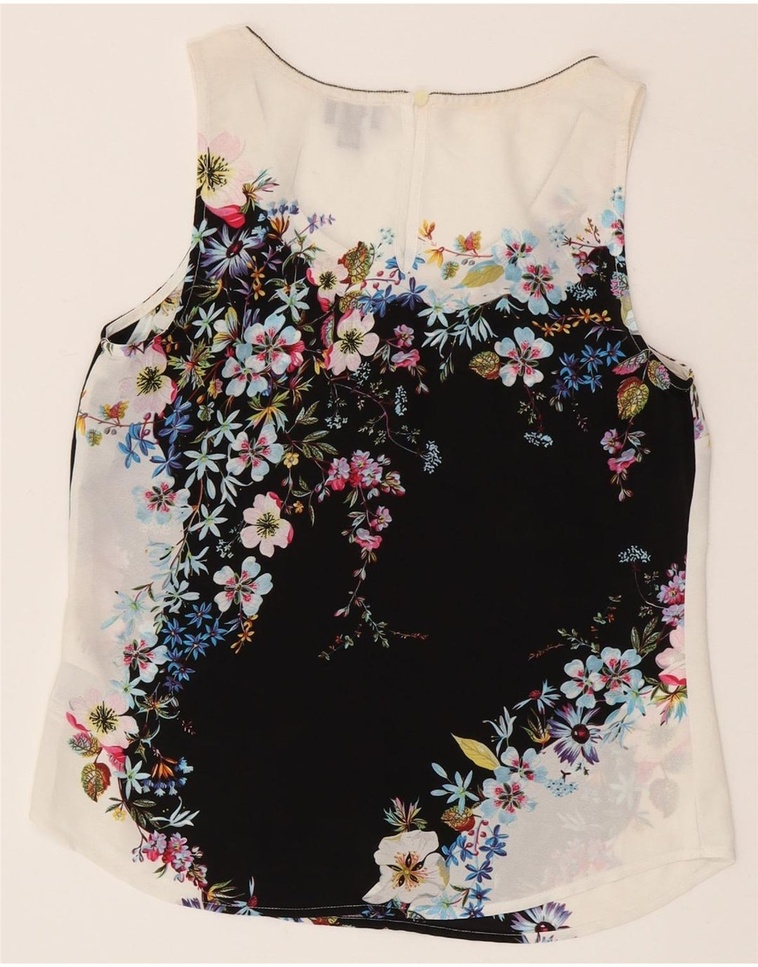 Oasis Ärmelloses Damen-Blusenoberteil, UK-Größe 36, Größe S, Weiß, Blumenmuster, Polyester