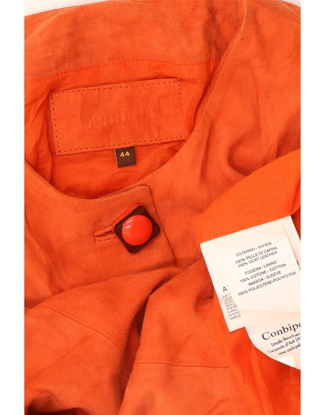 Conbipel Damen Crop Wildlederjacke mit 3/4-Ärmeln IT 44 Mitteloranges Leder