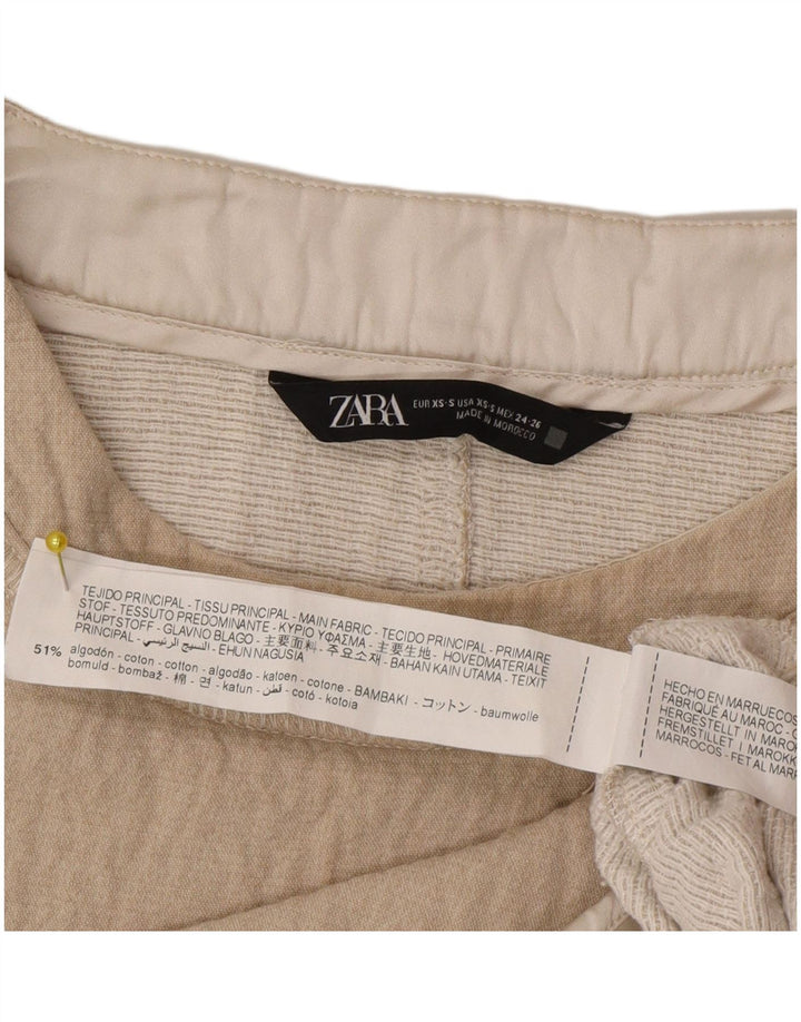 Zara Damen-Oversize-Blusenoberteil, UK 6, XS, Beige, Baumwolle