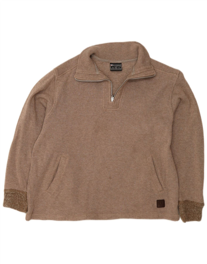 Champion Damen-Pullover mit Reißverschluss, UK 14, Mittelbeige