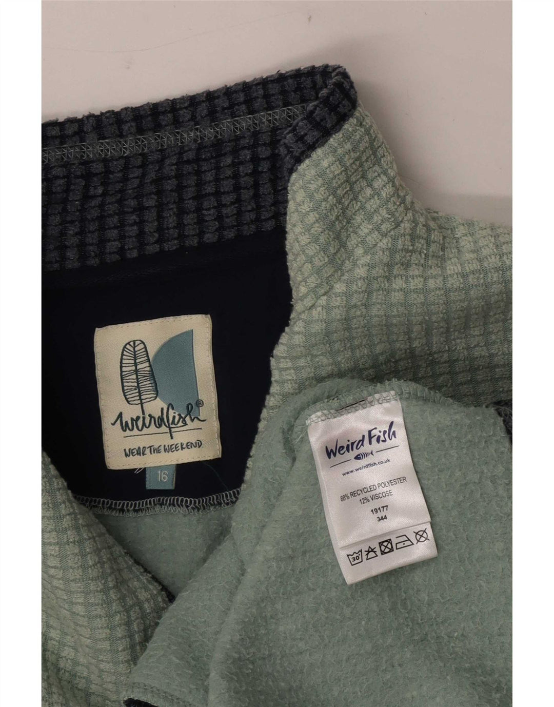 Weird Fish Damen-Fleecepullover mit Reißverschluss am Hals, UK 16, Größe L, Grün, Polyester