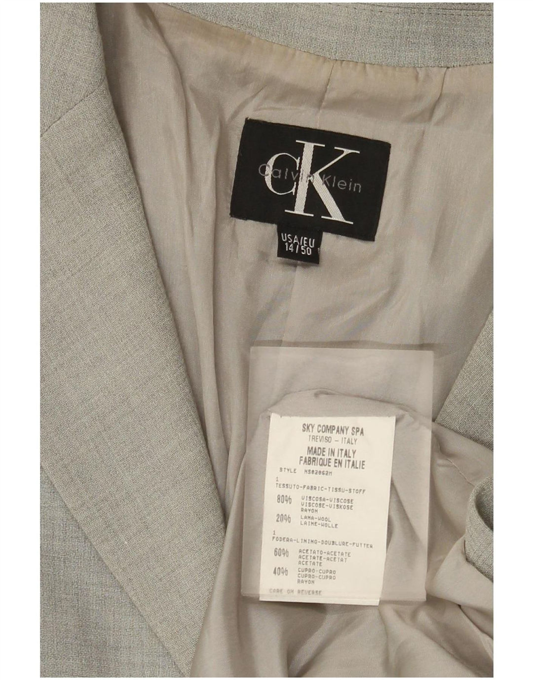 Calvin Klein Damen 3-Knopf-Blazerjacke US 14 XL Graue Viskose