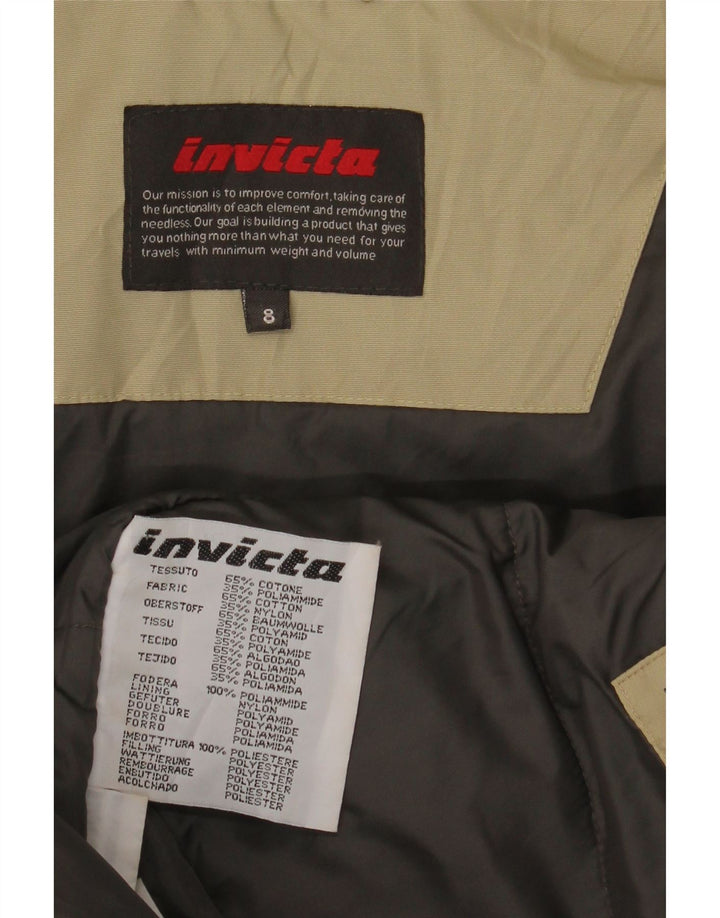 Invicta Damen 3/4-Ärmel gepolsterte Jacke UK 8 Small Beige Baumwolle