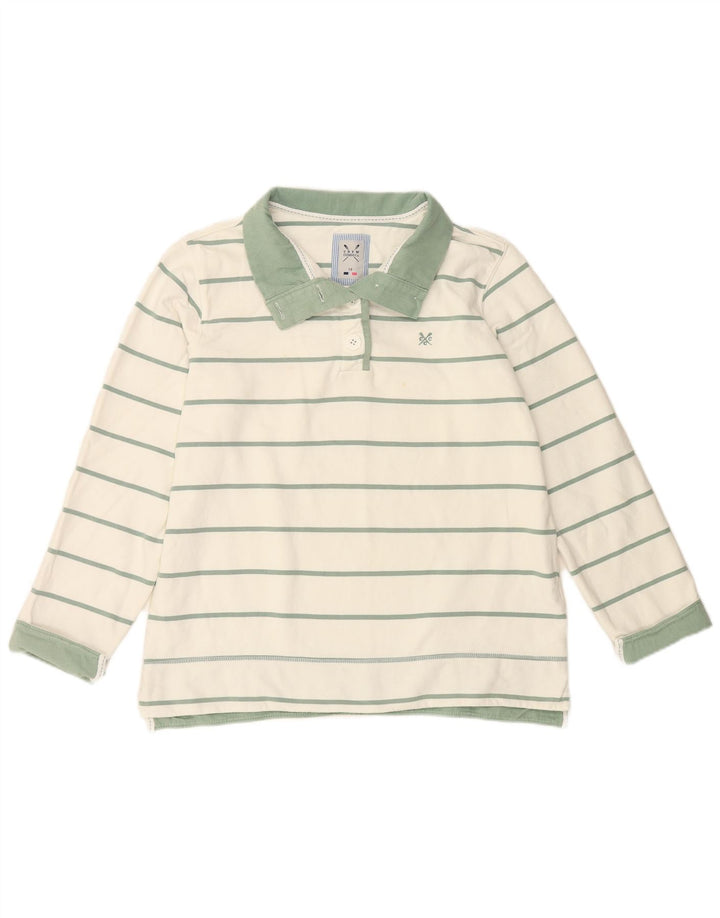CREW CLOTHING Damen Sweatshirt-Pullover UK 16 Large Weiß gestreift