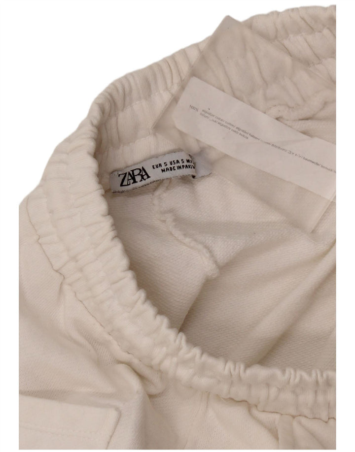 Zara Damen Regular Hot Pants UK 8 Small Weiße Baumwolle