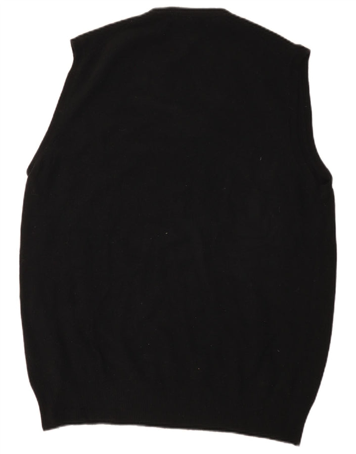 Benetton Herren Slim Fit Weste Tank Top XL Schwarz Wolle