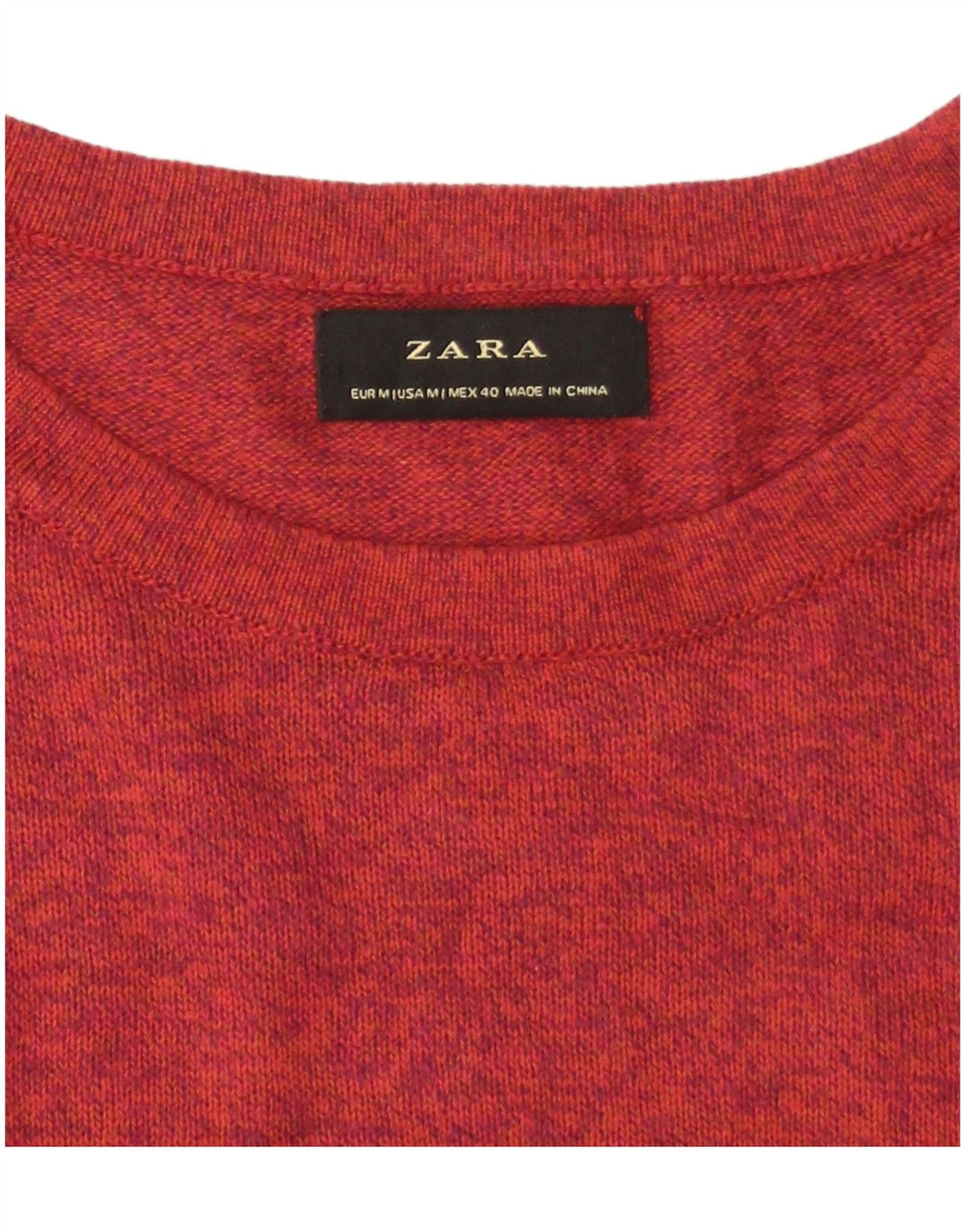 Zara Herren-Pullover mit U-Boot-Ausschnitt, mittelrot meliert