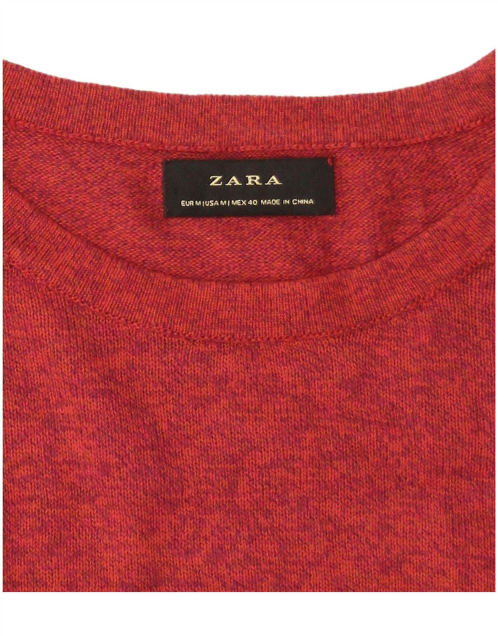 Zara Herren-Pullover mit U-Boot-Ausschnitt, mittelrot meliert