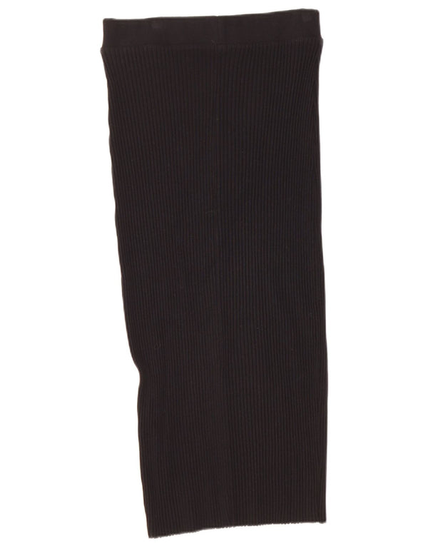 Zara Damen Midirock mit hoher Taille, Größe L, W30, Schwarz