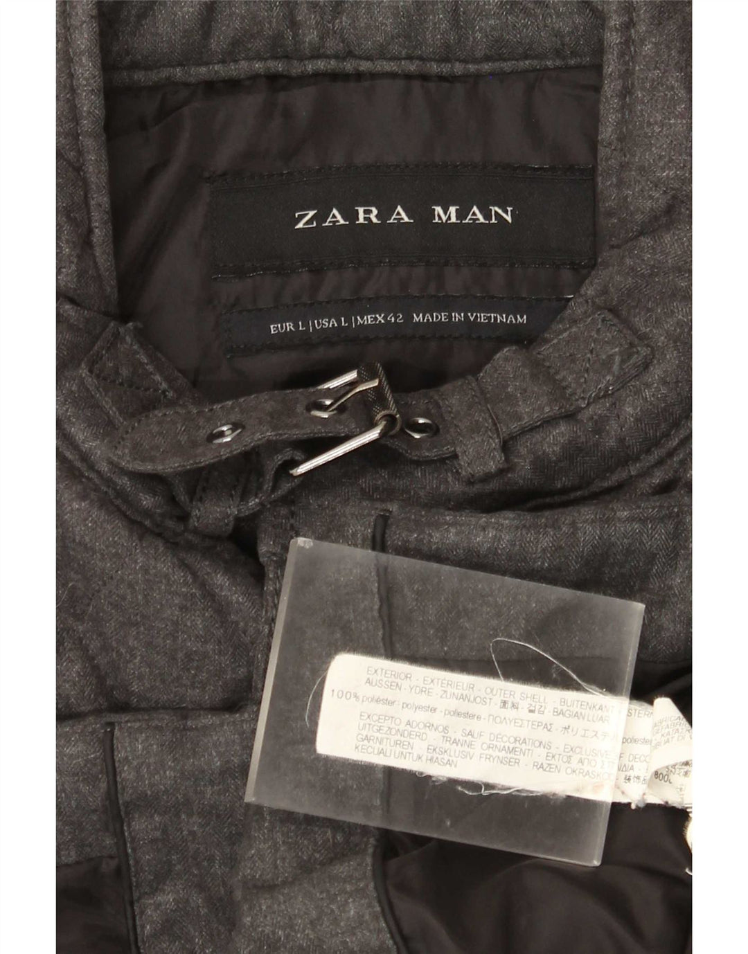 Zara Herren Steppjacke UK 40 Large Grau Polyester