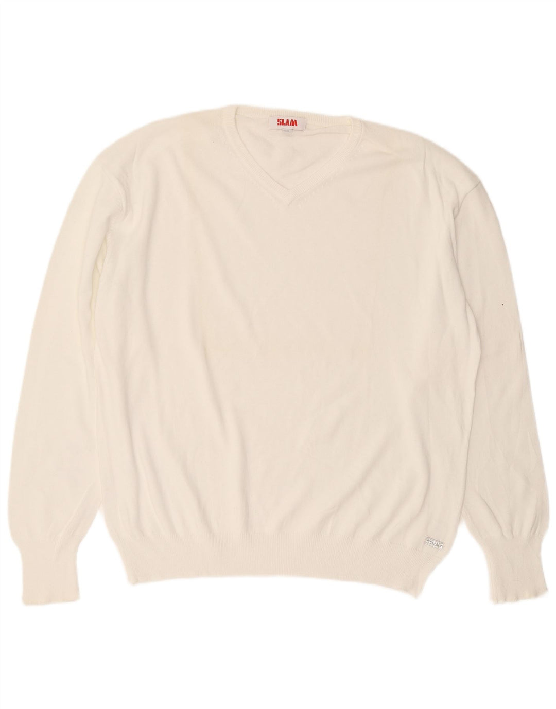 Slam Herren-Pullover mit V-Ausschnitt, 3XL, weiße Baumwolle