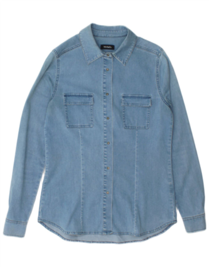 Max Mara Damen Jeanshemd UK 12 Mittelblaue Baumwolle