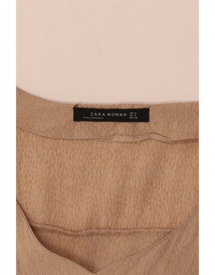 Zara Damen Bluse Top UK 14 Medium Beige