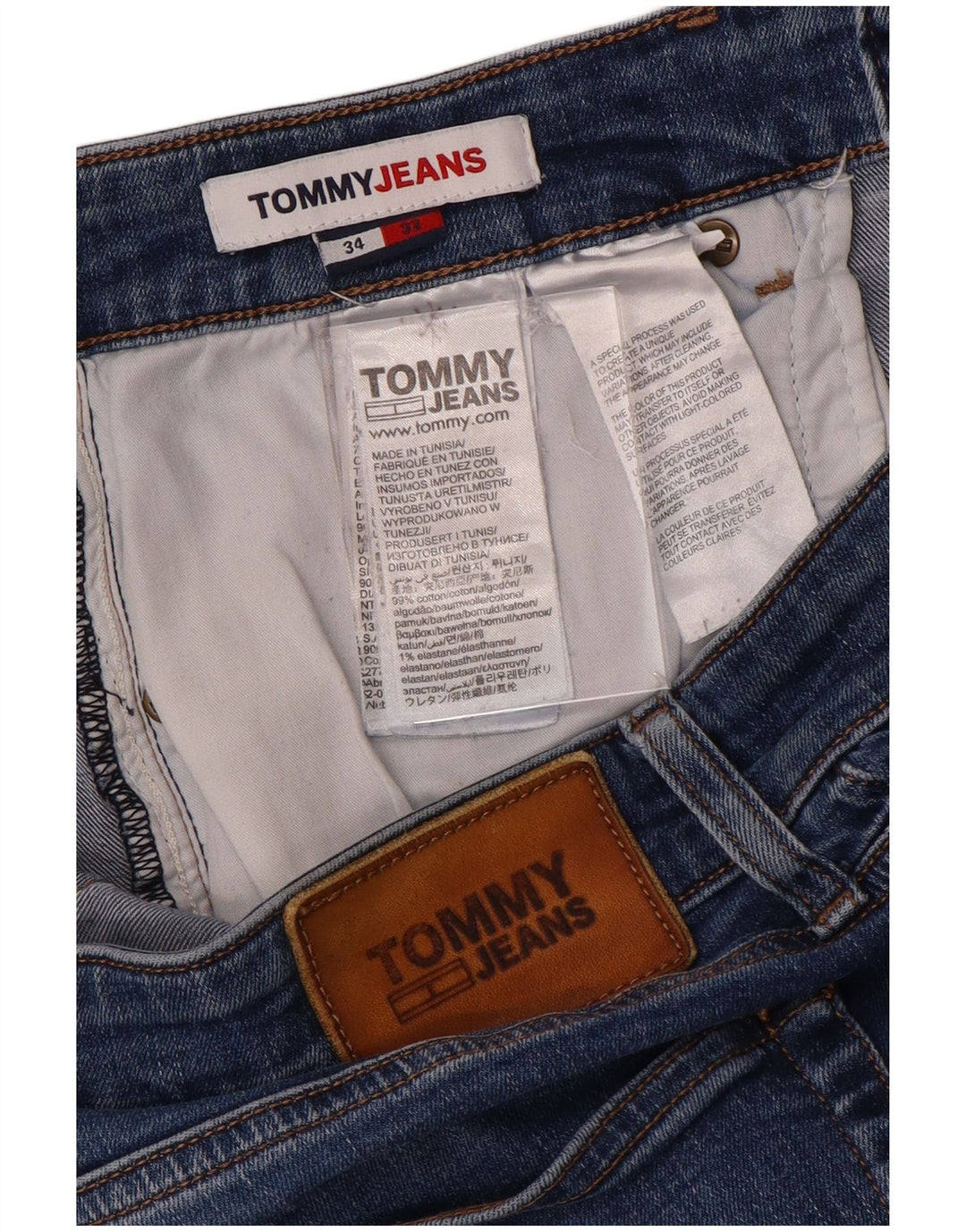 TOMMY HILFIGER Herren Scanton Slim Jeans W34 L32 Blaue Baumwolle