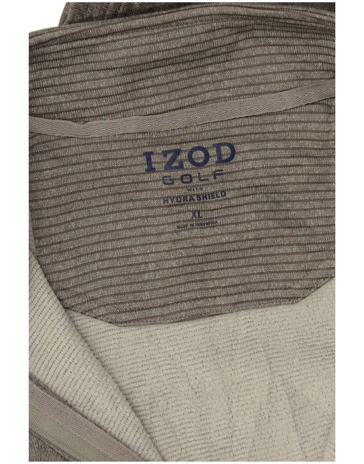 Izod Herren Golf-Pullover mit Reißverschluss, XL, grau gestreift