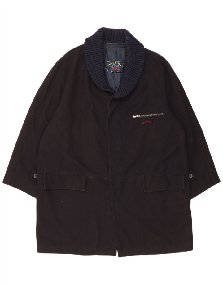Paul & Shark Herrenmantel UK 42 XL Marineblaue Wolle